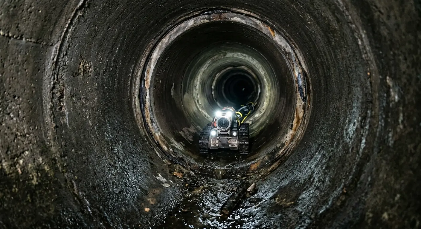 Robotic sewer camera inspecting pipe interior for Sewer Line Cleaning in Lansing